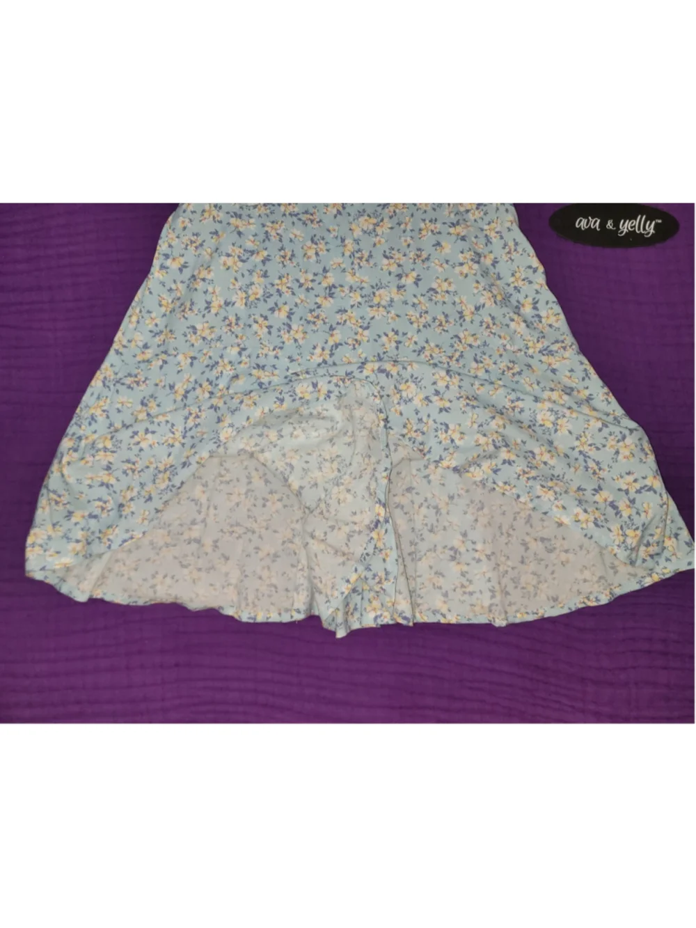 Ava & Yelly Girls Size 14 Blue Floral Romper Built In Shorts Skort Lined